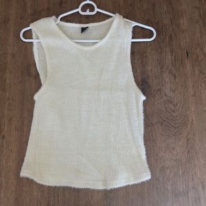 Fuzzy white sweater tank tunic